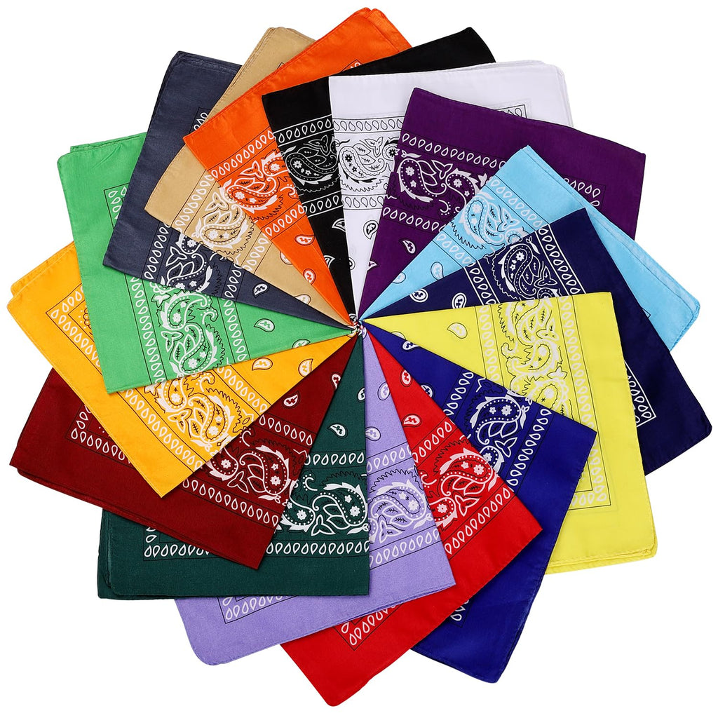 16 Pcs Bandanas Multi-Purpose Bandana Headbands Party Outdoor Head Scarf 22x22 inch Handkerchiefs for Women Men