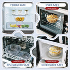 WhiteRhino Glass Mixing Bowls with Lids Set of 5（4.70QT,2.85QT, 1.69QT,1.11QT,0.85QT,Glass Bowls with Lids,Large Salad Bowls Space-Saving Nesting for Cooking,Baking,Prepping,Dishwasher Safe