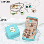 Parima Valentines Day Gifts for Girls - Travel Jewelry Case for Girls Jewelry Box | Gifts for Friends Women Unique Christmas Gifts for Women | Friends Gifts Personalized Gifts - Letter J, Aqua Blue