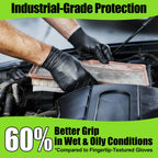 TREEGO 10 Mil Black Nitrile Gloves Heavy Duty — 3D Diamond Texture Grip, Latex Free Disposable Rubber Mechanic Gloves, X-Large, 100 Count