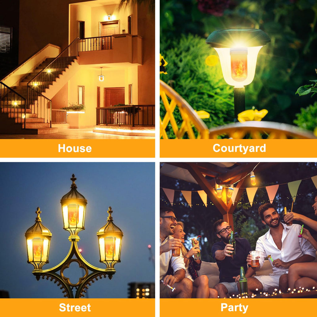 CPPSLEE LED Flame Light Bulbs, 4 Modes Flickering Light Bulbs, E26 Base Fire Flame Bulb, Halloween Decorations Outdoor Indoor, Halloween Light Bulbs (Yellow, 2 Pack)