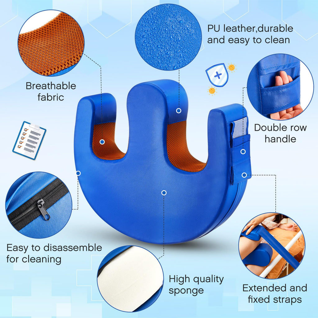 TrelaCo 2 Pcs Bedridden Patient Turning Device Set, Including 1 Turning Pillow and 1 Turning Belt, Prevent Muscle Atrophy for Elderly Seniors Disability Prevention Bed Sore Aid Care(Blue)