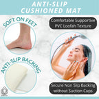 Anti Slip Shower Mat Square - Non Slip Shower Mats for Inside Shower - 24x24 Shower Floor Mat Non Slip - Square Bath Mat for Shower - Soft Secure Loofah Shower Mat Without Suction Cups (24x24 White)