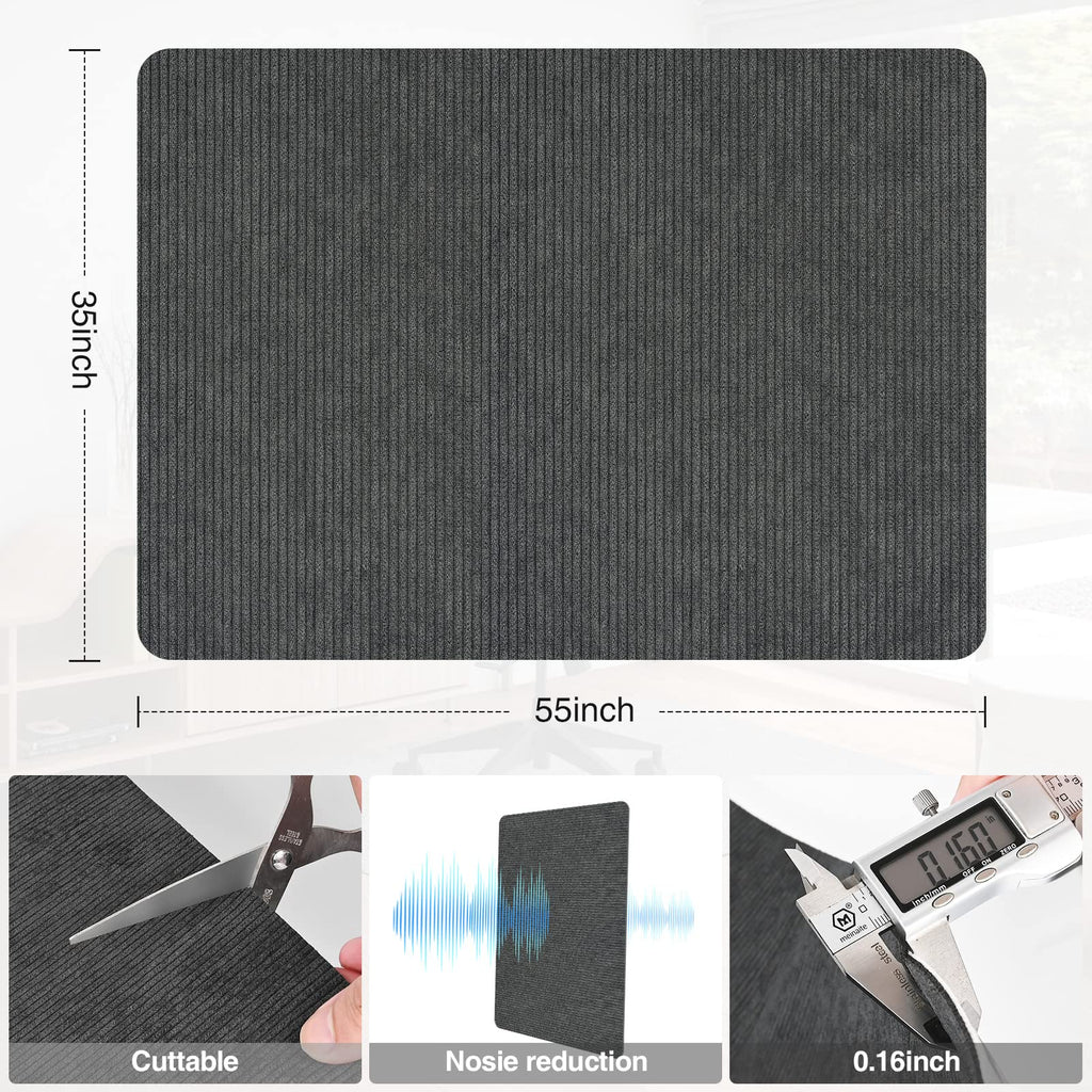 Placoot Desk Chair Mat for Hardwood Floor Corduroy Surface 1/6" Thick 55"x35" Office Chair Mat for Rolling Chairs-100% Large Anti-Slip Backing Under Desk Low-Pile Office Rug Floor Mat for Office/Home