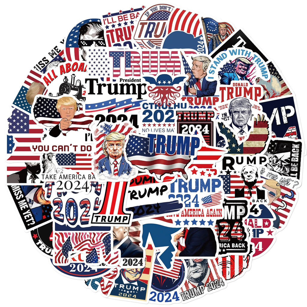 American Trump 2024 Stickers 50pcs Pack, Funny USA Presidential Election Stickers for Laptop Water Bottles Car Phone Truck Motorcycle Notebook Bike Bumper Luggage (2024Trump)
