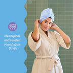 Turbie Twist Microfiber Hair Towel Wrap - for Women, Men & Kids - Travel & Bathroom Essential - Quick Dry Hair Turban for Curly, Long & Thick Hair - 2 Pack (Grey, Blue)