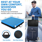 SelectSoma Travel Gel Seat Cushion for Long Sitting - Travel Pad for Car, Truck, Office Chair, Wheelchair - Cooling Gel Cushion for Sciatica, Tailbone, Back Pain, and Pressure Relief