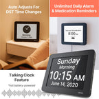 American Lifetime 【New 2024 Dementia Clock Large Digital Clock for Seniors, Digital Clock Large Display with Custom Alarms, Clock with Day & Date for Elderly, Large Number Digital Clock Premium Black