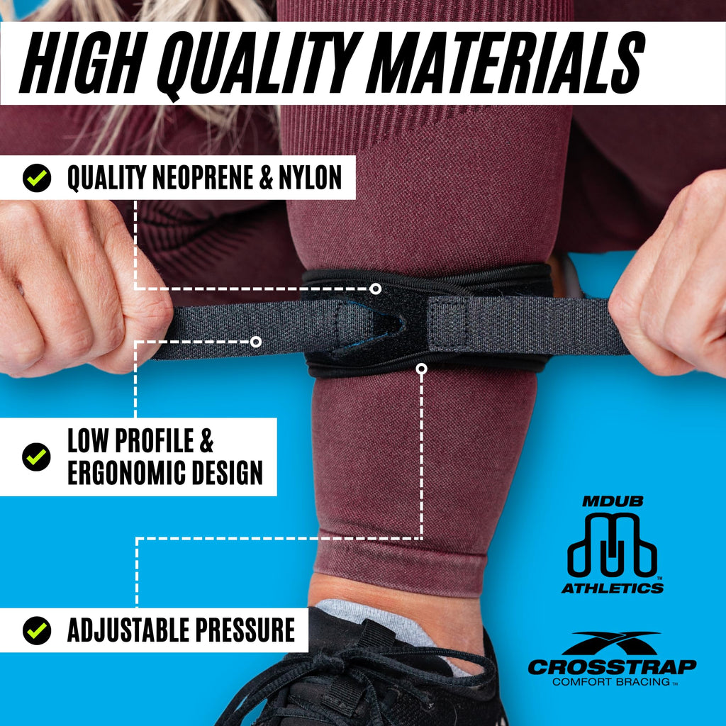 CROSSTRAP Shin Splint Support Strap | Adjustable Neoprene Shin Splint & Leg Compression Support Strap | For Strains, Injuries, Pain, Pulled Muscles, Torn Calf | For Men & Women | 2 Straps (Small)