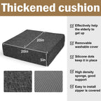 BUYUE Thickened Chair Cushion for Elderly 20" x 20" x 5", Original Linen High-Density Foam Recliner Chair Pad Couch Armchair Seat Cushion, Gray