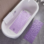 Webos Bath Shower Mat Non Slip: Extra Large Pebble Bathtub mat for Kids, Elderly, Anti Slip Shower Matt with Drain Holes Suction Cups Tub Mat - 16 X 40 Inch Clear Purple
