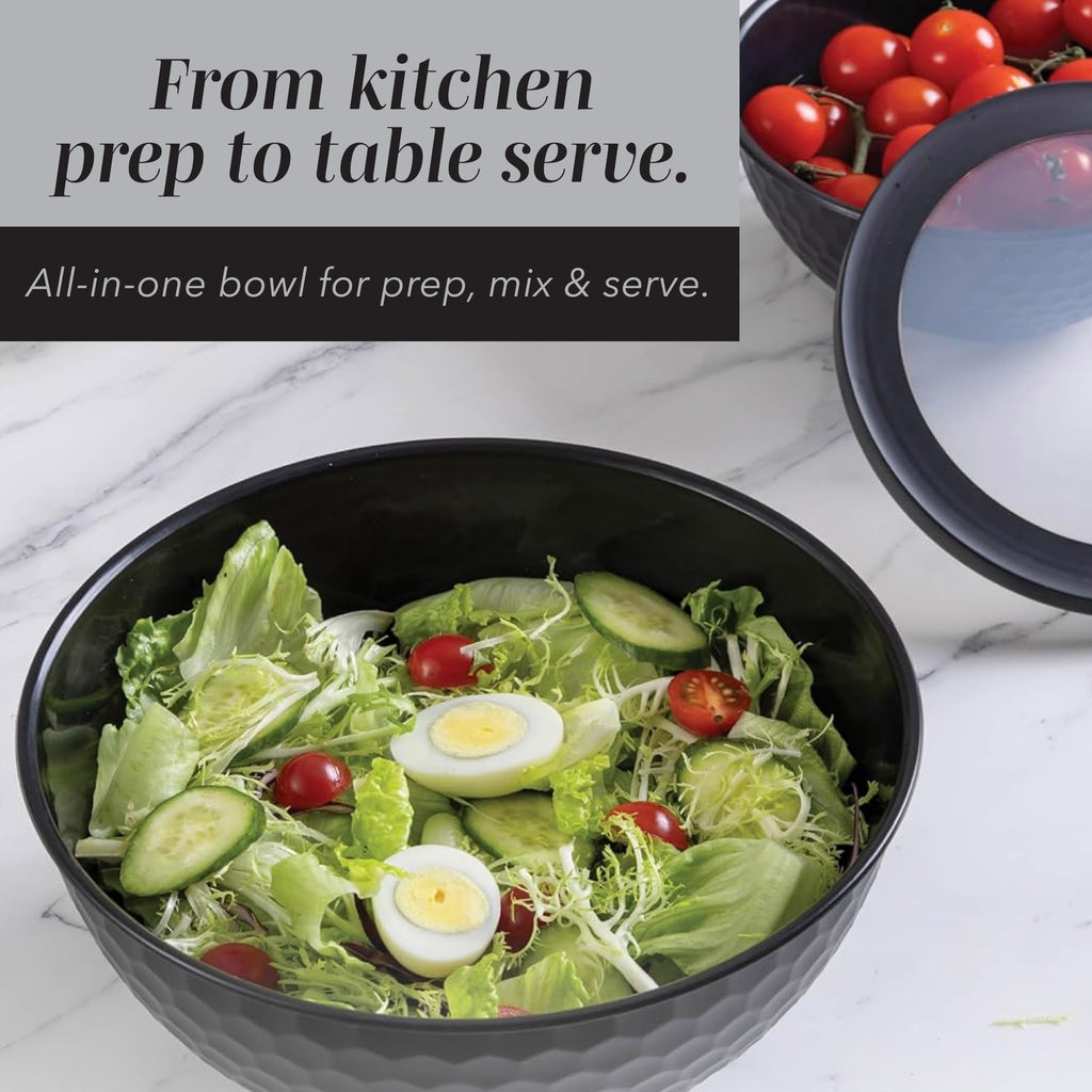 COOK WITH COLOR Mixing Bowls with Lids - 12 Piece Plastic Nesting Bowls Set includes 6 Prep Bowls and 6 Lids, Diamond Design - Microwave Safe (Mint)