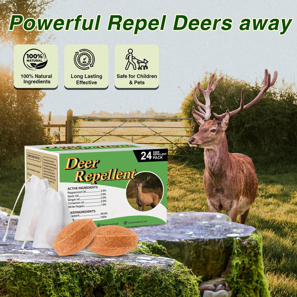 CKUKARM 24 Pack Deer Repellent Rabbit Repellent Outdoor Deer Deterrent for Plants Flower Vegetable Tree Deer Rabbit Repeller