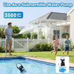 1/2HP Automatic Swimming Pool Cover Pump 3500GPH Submersible Water Pump with 3/4” Check Valve Adapter & 25ft Power Cord 110V Sump Pump for Swimming Pool Hot Tubs Pond Basement Rooftops