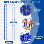 100PCS Bead Necklace, Blue Bead Necklaces Stuff Bulk, 33" Christmas Bead Necklaces Party Supplies, Festival Parade Throw Accessories for Wedding Birthday Pirate Theme Party Baby Shower Supplies Decor