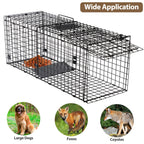 Toriexon Large Live Catch Animal Traps Black 51 X19 X17 Inch, Easy to Set and Release Live Animal Trap, Collapsible Large Animal Catcher Cage for Large Dogs, Foxes