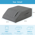 MEGCXIT Leg Pillow Elevation Blood Circulation, Leg Wedge for Elevation for Swelling, Leg Elevating Pillow for After Surgery, Memory Foam Foot Knee Pillow for Back Sleeping 24×22×8 Inch Dark Grey