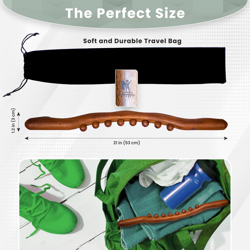 FeelinGood Supply Fascia Massager for Gua Sha, Wood Body Sculpting and Lymphatic Drainage. Reduce Cellulite, Increase Circulation, Nerve Response & Muscle Recovery. Full Body Portable Massager