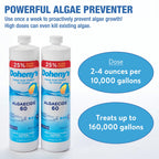 Doheny's Algaecide 60 | Pro-Grade, Metal-Free & Non-Foaming | Prevents All Algae Types | No Stains, No Clouding | Safe for Salt, Chlorine & Bromine Pools | Treats 160,000 Gallons | 40oz