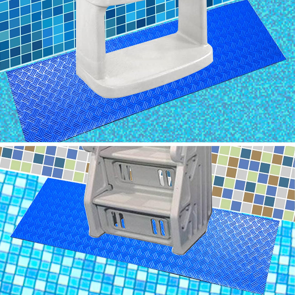 SKARUMMER Swimming Pool Ladder Mat - Protective Pool Ladder Pad Step Mat with Non-Slip Texture, Blue Medium Pool Step Mat, Pool Liner Protection Mat 36 inch X 17 inch