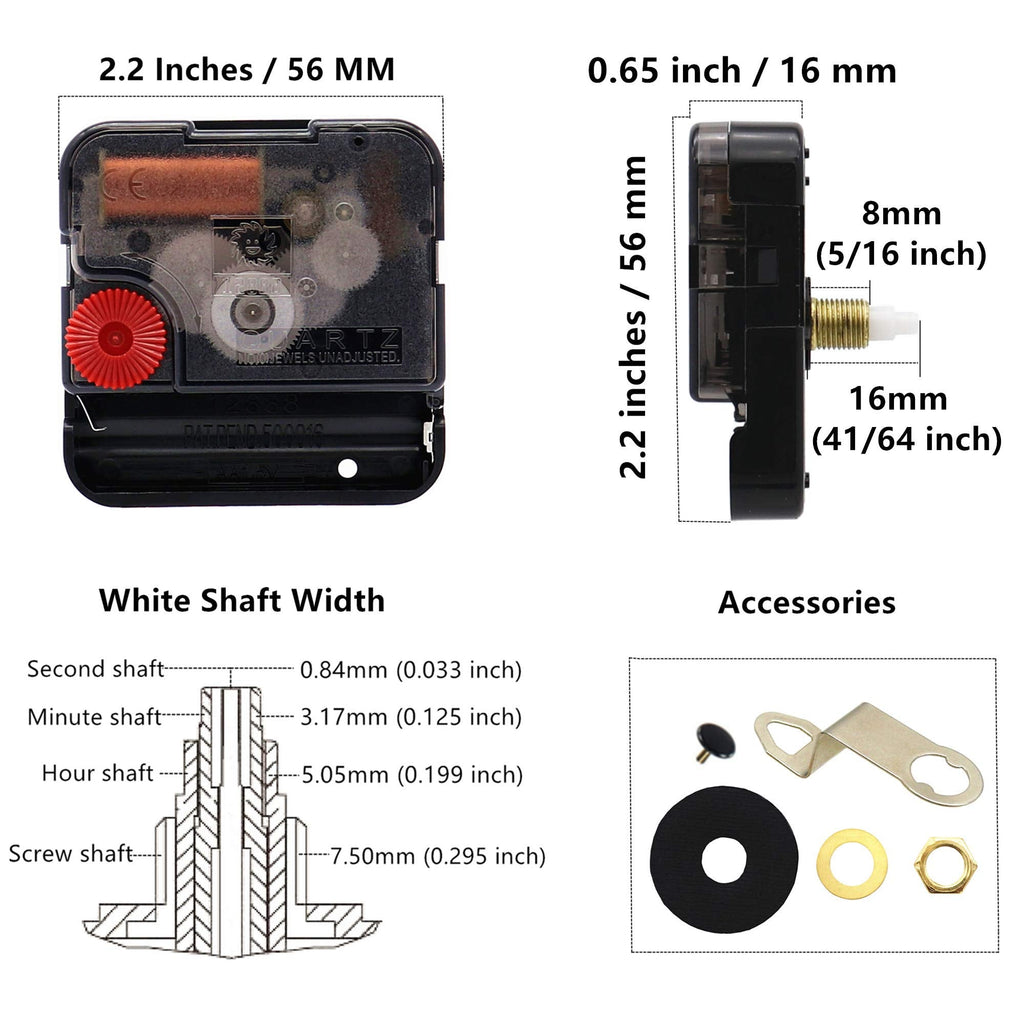 TIKROUND Youngtown 12888 Quartz DIY Wall Clock Movement Mechanism DIY Repair Parts Replacement Fit Dials up to 40 cm（15.7 Inches ） in Diameter.