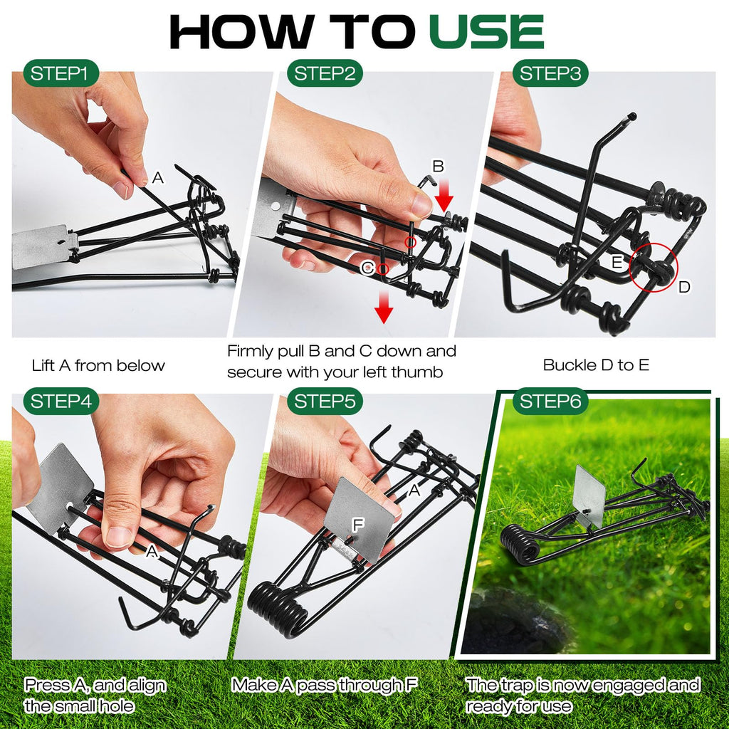 Qualirey 4 Pcs Outdoor Gopher Trap Easy Set Mole Trap Weather Resistant Gopher Killer Vole Trap for Lawn Garden Farm (Black)
