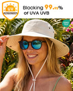 Sun Hats for Women Ponytail UV Protection Beach Summer Hat Wide Brim Packable Cowboy Hat Beige