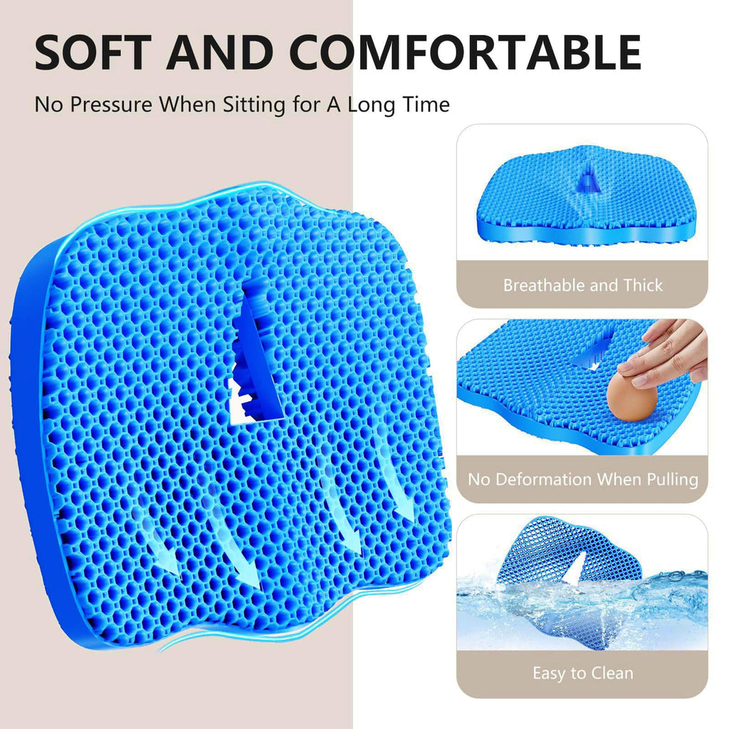 Seat Cushion, Gel Wheelchair Seat Cushion Chair Pad Cushion, Relieve Sciatica, Back, Coccyx, Pressure Sore and Ulcer Pain, Wheelchair Accessories with Waterproof Mesh Fabric