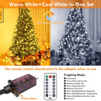 82FT 200 LED Color Changing Christmas String Lights with Remote & Timer & Memory Function, 9 Lighting Modes Waterproof Fairy String Lights for Xmas Tree Holiday Party Garden (Warm White & Cool White)