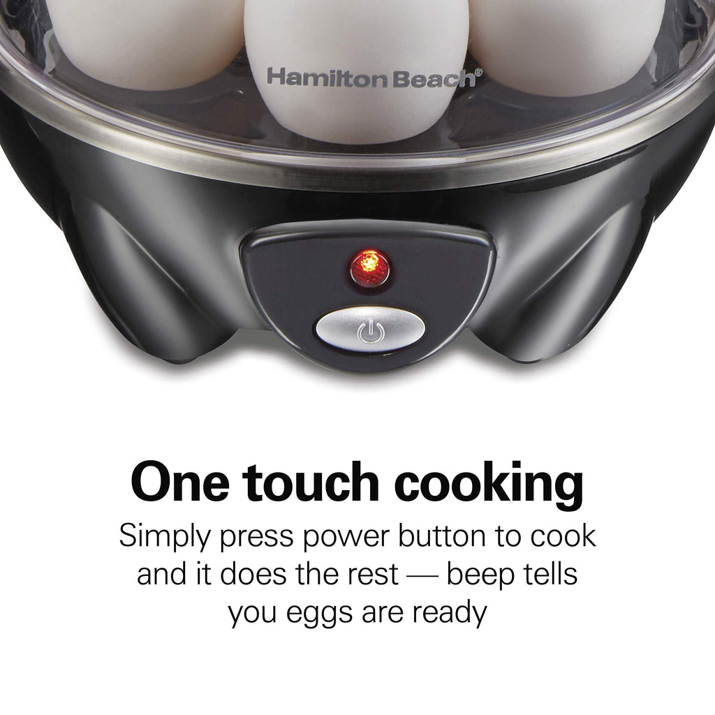 Hamilton Beach 3-in-1 Electric Egg Cooker for Hard Boiled Eggs, Poacher Eggs, Omelet Maker & Vegetable Steamer, Holds 7, Black (25507)