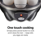 Hamilton Beach 3-in-1 Electric Egg Cooker for Hard Boiled Eggs, Poacher Eggs, Omelet Maker & Vegetable Steamer, Holds 7, Black (25507)