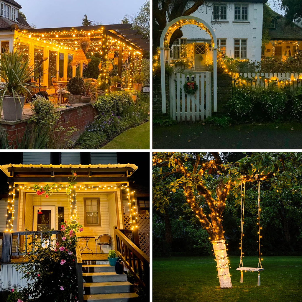 JMEXSUSS 2 Pack Solar String Lights for Outside, Total 400 LED 151FT Solar Christmas Lights Outdoor, 8 Modes Warm White Solar Lights Oudoor Waterproof for Tree Patio Yard Garden Christmas Decorations