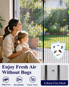 Magnetic Screen Door - 38.0'' x 82.0'' Retractable Screen Door Mesh for Entry Door or Sliding Door, Pet & Kid Friendly, Hands-Free Closure Keeps Bugs Out & Lets Breeze in, Stripe Black