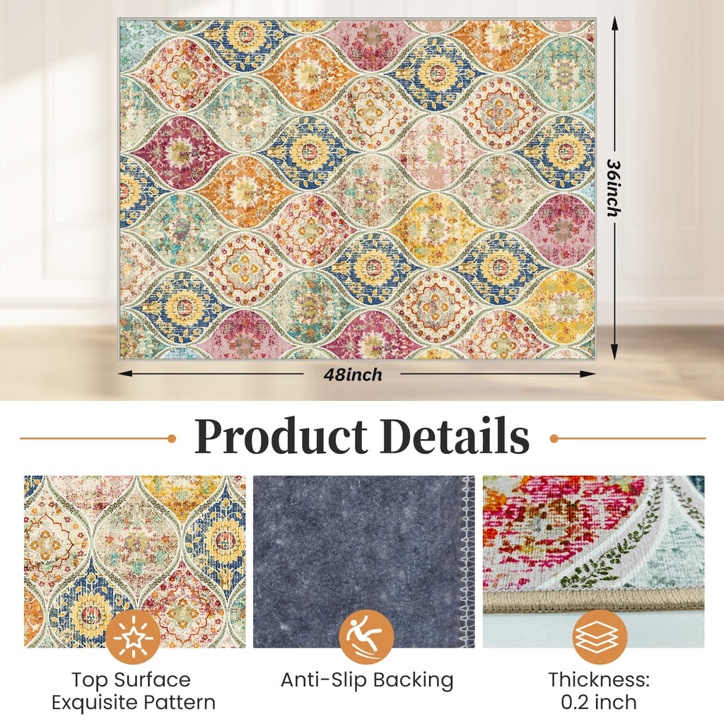 Office Chair Mat for Hardwood Floor & Tile Floor,36"X 48" Heavy Duty Desk Chair Mat for Hard Floors, Under Desk Rug for Rolling Computer Chair,Anti Slip,Low Pile Carpet Floor Protector-Multi