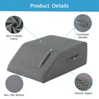 MEGCXIT Leg Pillow Elevation Blood Circulation, Leg Wedge for Elevation for Swelling, Leg Elevating Pillow for After Surgery, Memory Foam Foot Knee Pillow for Back Sleeping 23.6×16.8×8 Inch Dark Grey