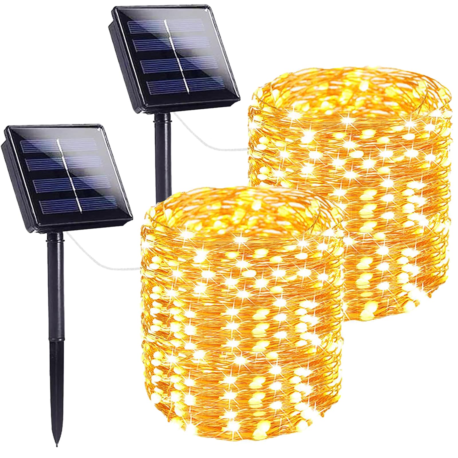 Extra-Long 144FT Solar String Lights for Outside, 2 Pack 400LED Solar Christmas Lights Outdoor, Waterproof Copper Wire with 8 Modes Twinkle Fairy Lights for Tree Garden Party Xmas Decor (Warm White)