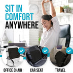 FORTEM Office Chair Cushion and Back Support for Office Chair, Lumbar Support Pillow, Memory Foam, Non Slip Sitting and Back Rest for Gaming, Car Seat Cushion, Chair Pad, XL