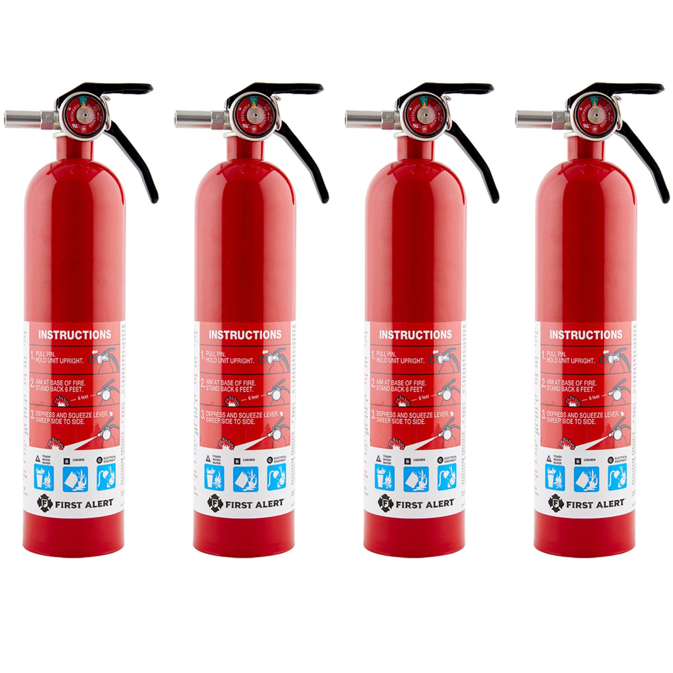 First Alert Home1-4, First Alert Standard Home Fire Extinguisher, Red 4pk