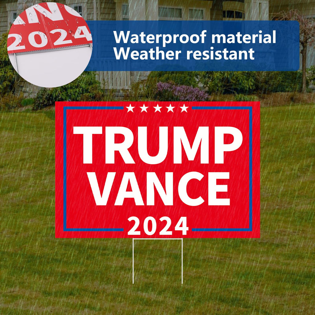 Probsin Trump Vance 2024 Yard Sign Double Sided 16" x 24" President Trump Vice President Vance MAGA Signs Voted for Trump Vance Outdoor Decorations for Lawn, Garden, Window, Party Supplies (Red)