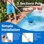 Mowend Swimming Pool Skimmer Net Total Length 67.7 inches, Leaf Rake Net with Adjustable Aluminum Pole for Fast Cleaning Ponds, Hot Tub, and Spas, Pool Cleaner Supplies and Accessories