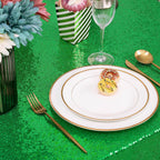 Green Tablecloth Christmas Green Sparkle Tablecloth 8.5ft Sequin Table Cloth Shimmer Fabric for Bridal Baby Shower Decorative St. Patrick's Day Buffet Parties,60x102inch
