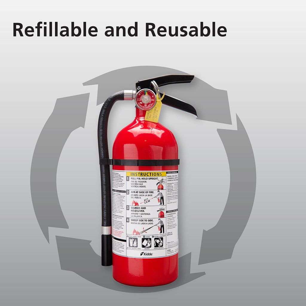 Kidde Pro 210 2A:10-B:C Fire Extinguisher, Rechargeable, Multi-Purpose for Home & Office, 4 lbs., Mounting Bracket Included , Red, 2 Pack