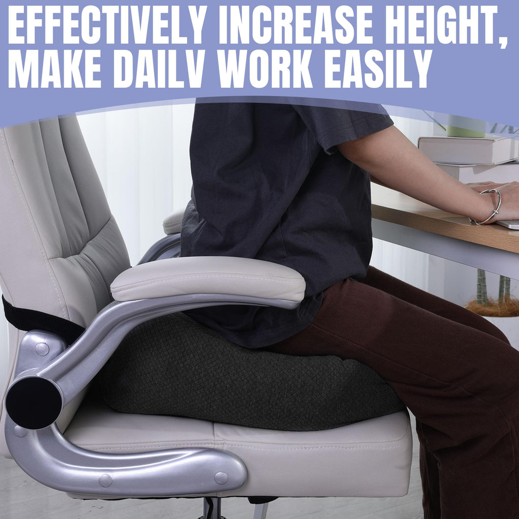 HOMBYS Extra Thick Chair Cushions for Office,5 in Breathable Adult Booster Seat for Car,Car Seat Cushion to Raise Seat Height,Shredded Memory Foam Desk Chair Cushion for Long Sitting,Black