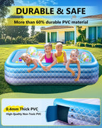 Sunrio 2025 Upgrade Inflatable Pool for Kids and Adults-120"*72"*22" Full-Sized Inflatable Swimming Pool Leakproof Blow Up Above Ground for Backyard Outdoor Garden Summer Water Party Pink