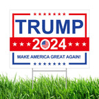 Trump Yard Signs 2024, Double Side 24” x 18” with Metal Stake Make America Great Again Political Yard Sign, Patriotic Decorations Voted for Donald Trump Lawn Sign 2024 Outdoor Election Decoration