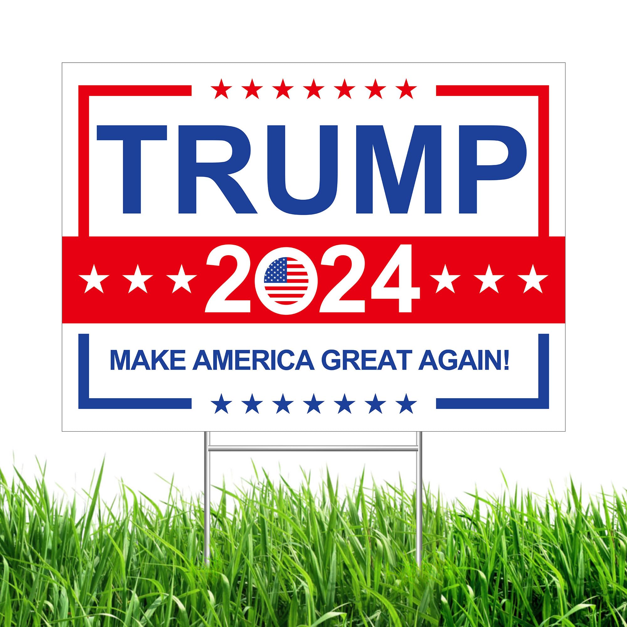 Trump Yard Signs 2024, Double Side 24” x 18” with Metal Stake Make America Great Again Political Yard Sign, Patriotic Decorations Voted for Donald Trump Lawn Sign 2024 Outdoor Election Decoration
