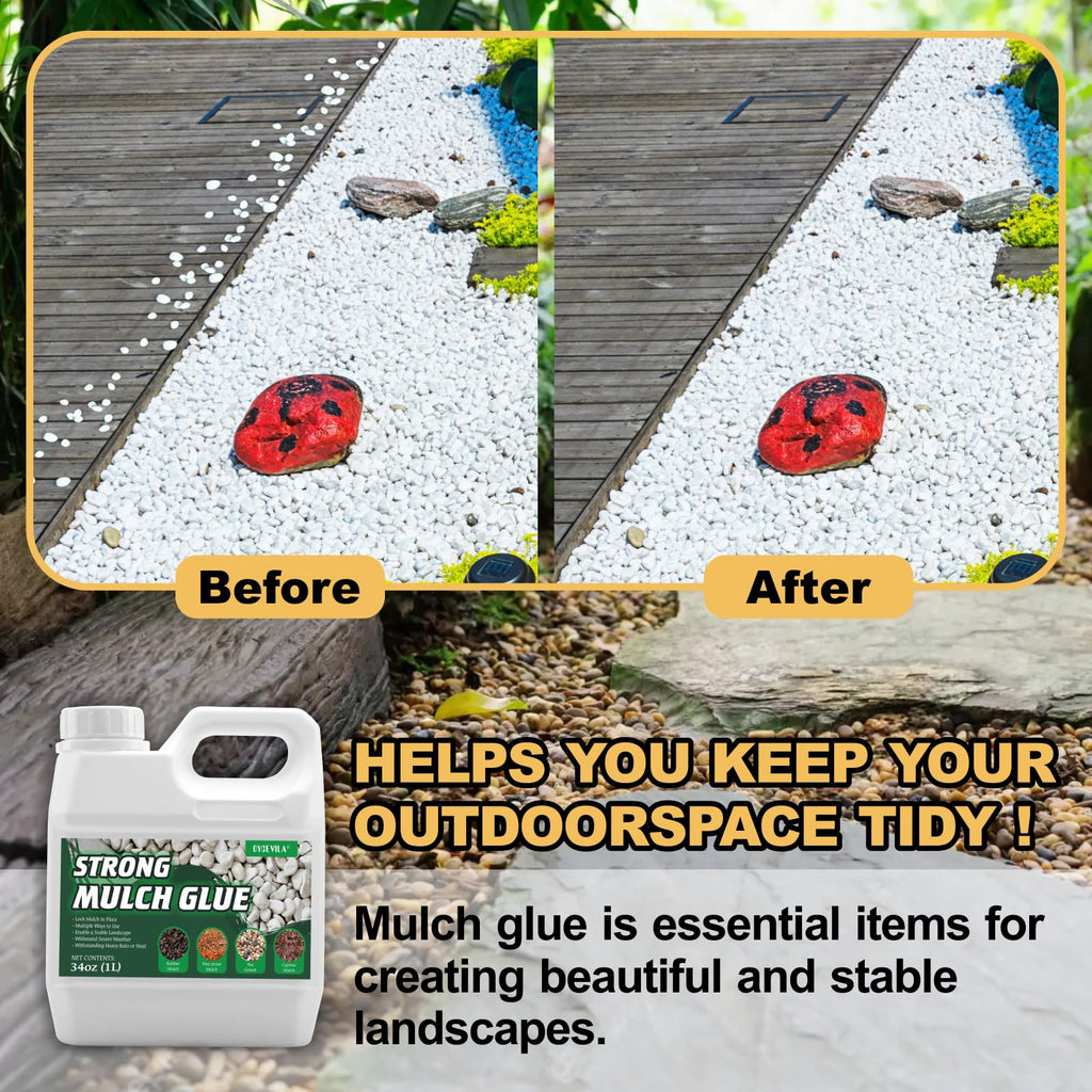 34oz Strong Concentrate Mulch Glue, Gravel Binder Mulch Glue, Non-Toxic Mulch Glue, Mulch Landscape Lock Adhesive Pea Gravel Stabilizer, Mulch Rock Glue for Landscaping Pea Gravel & Bark