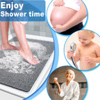 Shower Mats Non Slip for Elderly, 24x47’’Extra Lager Loofah Non Slip Shower Mat, Loofah Bath Mats for Shower, Non Slip Bath/Shower Mat for Elderly-Grey