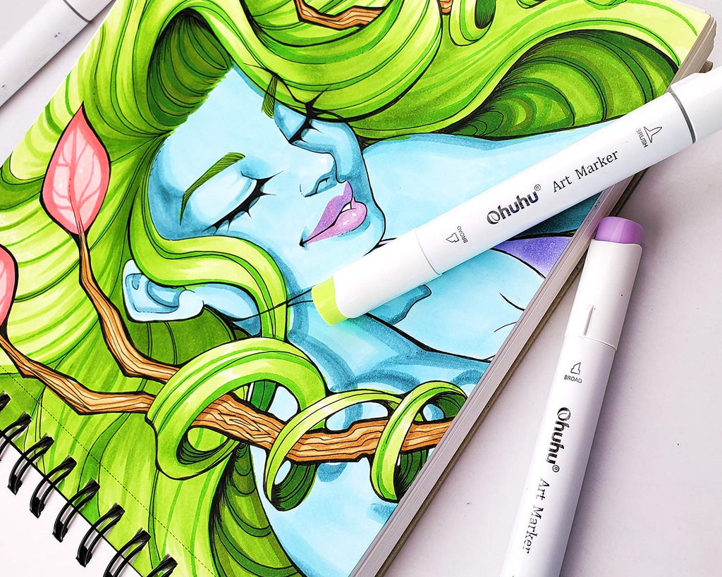 Art Marker Paper Pad, Ohuhu 8.9"x8.3" Portable Square Size, 120 LB/200 GSM Drawing Papers, 60 Sheets/120 Pages, Spiral Bound Drawing Book for Alcohol Markers Christmas Gift