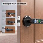 IRONZON Fingerprint Door Lock Biometric Door Lock with Keypad with Handle for Home Hotel Office Apartment Bedroom Gray